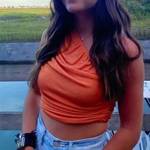 Orange Lioness one shoulder crop top